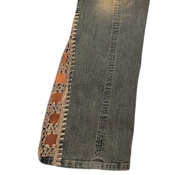 Crest Jeans Vintage Y2K 90s Western Flare Bootcut Embroidered Dirty Wash - Picture 7 of 10